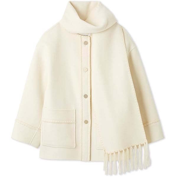 Amazon | [フレイ アイディー] マフラー付ハーフ丈ノーカラーリバー
